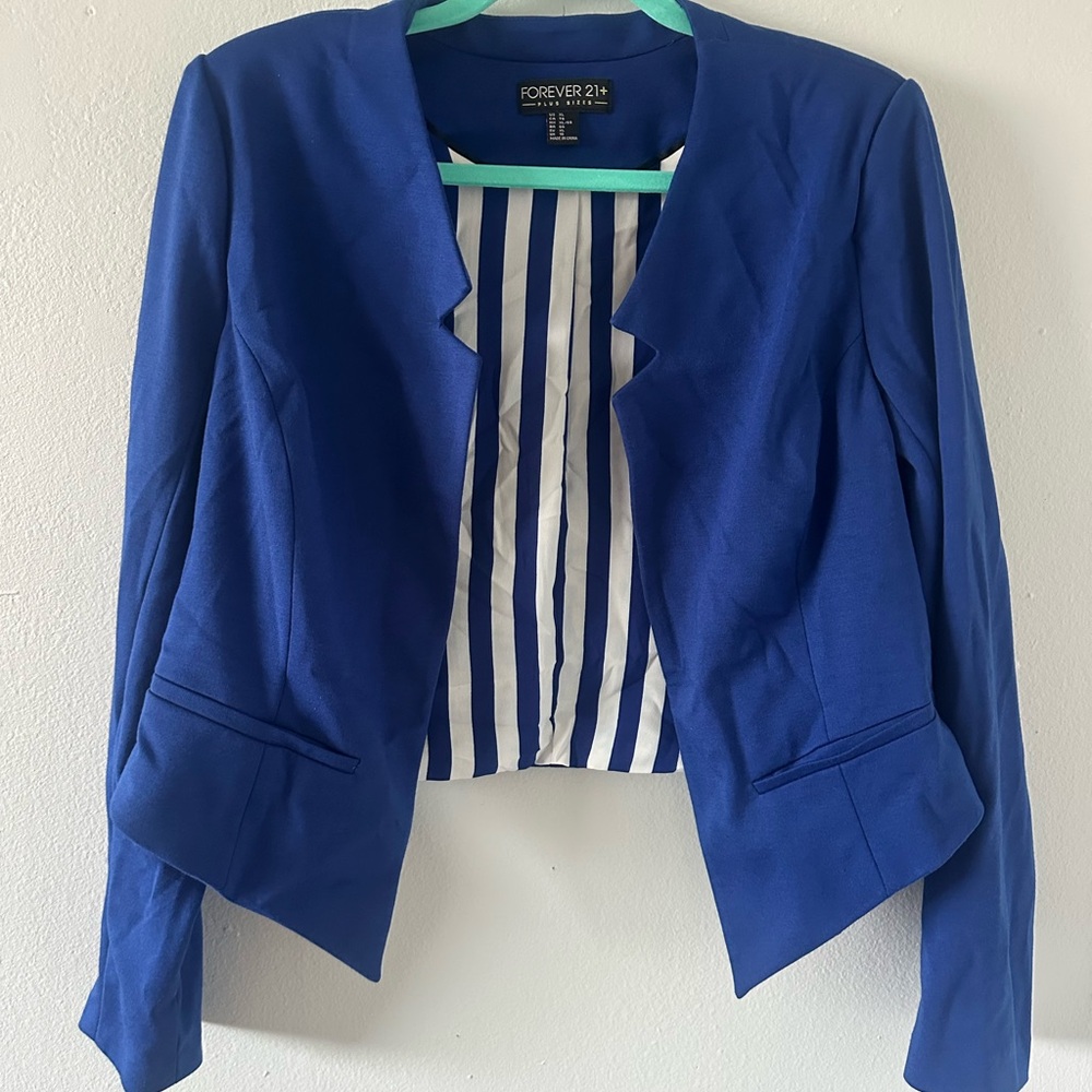 Forever 21 Blue Blazer Tailored Suit Jacket